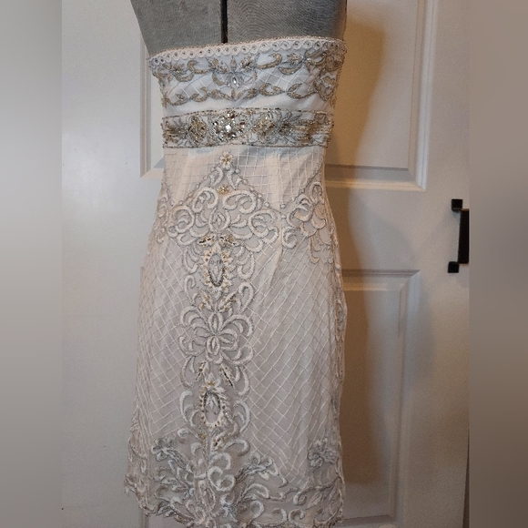 Sue Nocturne 1920s Strapless Sequined Beaded Gown - Picture 12 of 16